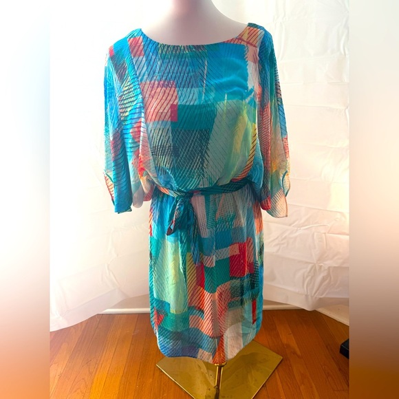 Robbie Bee Multicolor Geometric Midi Dress - Picture 1 of 6